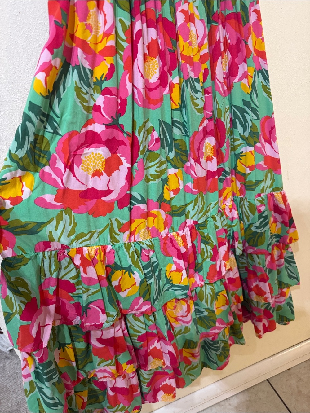 Abel The Label Anthropologie Mimosa Floral Smocked Strapless Tiered Maxi Dress - Picture 6 of 8